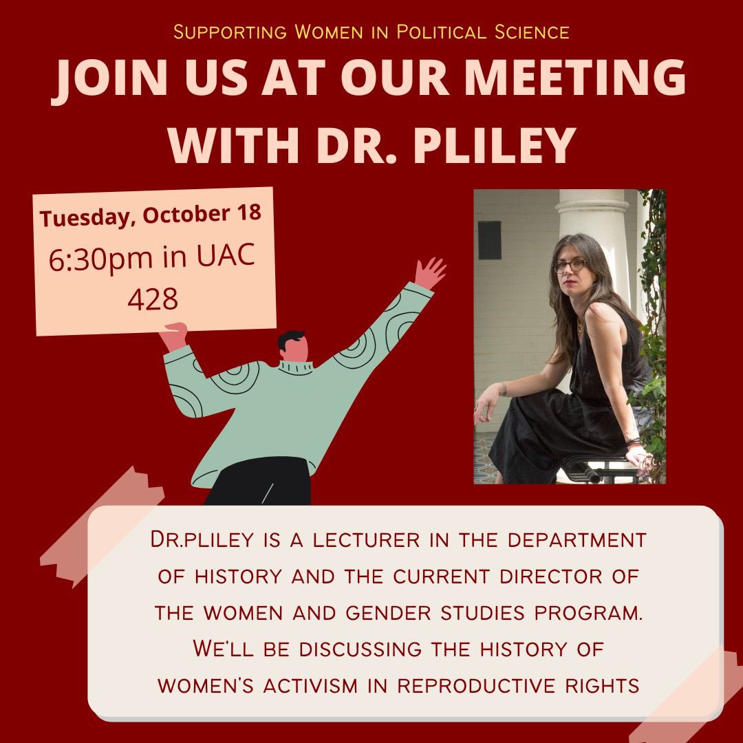 JOIN US this upcoming Tuesday at 6:30pm in UAC 428 to hear from model status Dr. Pliley on the history of women’s reproductive rights!!
#txst #txstpolisci #txstpoliticalscience #bobcats