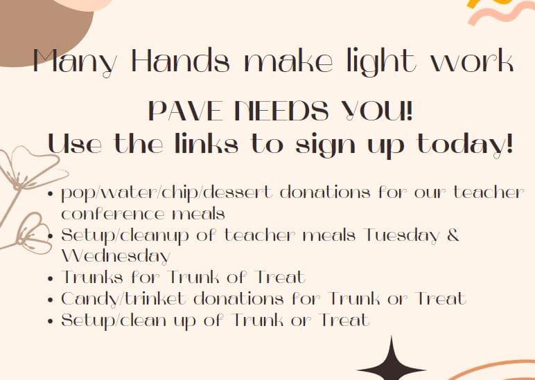 CologneAcademy's tweet photo. Teacher meal donations: https://t.co/88YwvHT2Oc
Meal setup/clean up:
https://t.co/sWaIFjgNa1
Trunk sign up: https://t.co/jQSLDQubIi
Trunk or treat setup/cleanup:
https://t.co/LIwLImTp23
Candy donations made easy: https://t.co/rSs9HSNK0W https://t.co/k9Oqx7NWjb
