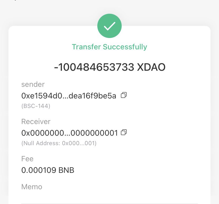 MetaxDao1's tweet photo. XDAO destroyed about 100 billion pieces again https://t.co/28FPBSzIpd