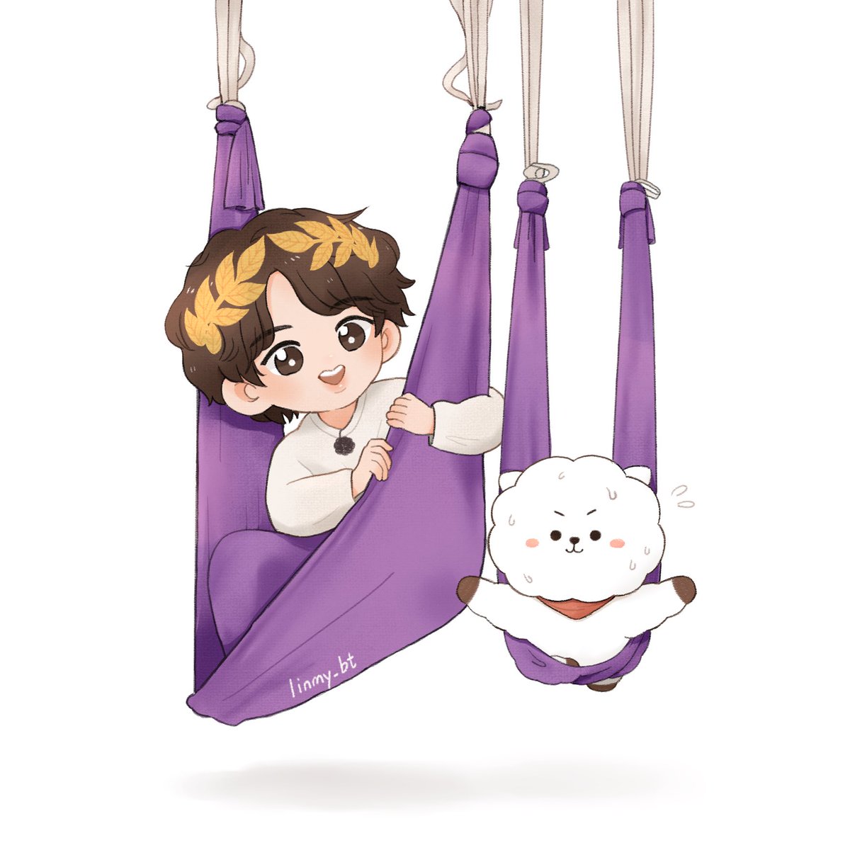 「Flying yoga with Jin &amp; RJ #JIN #RJ #」|🐟Linmy(slow)🐟のイラスト