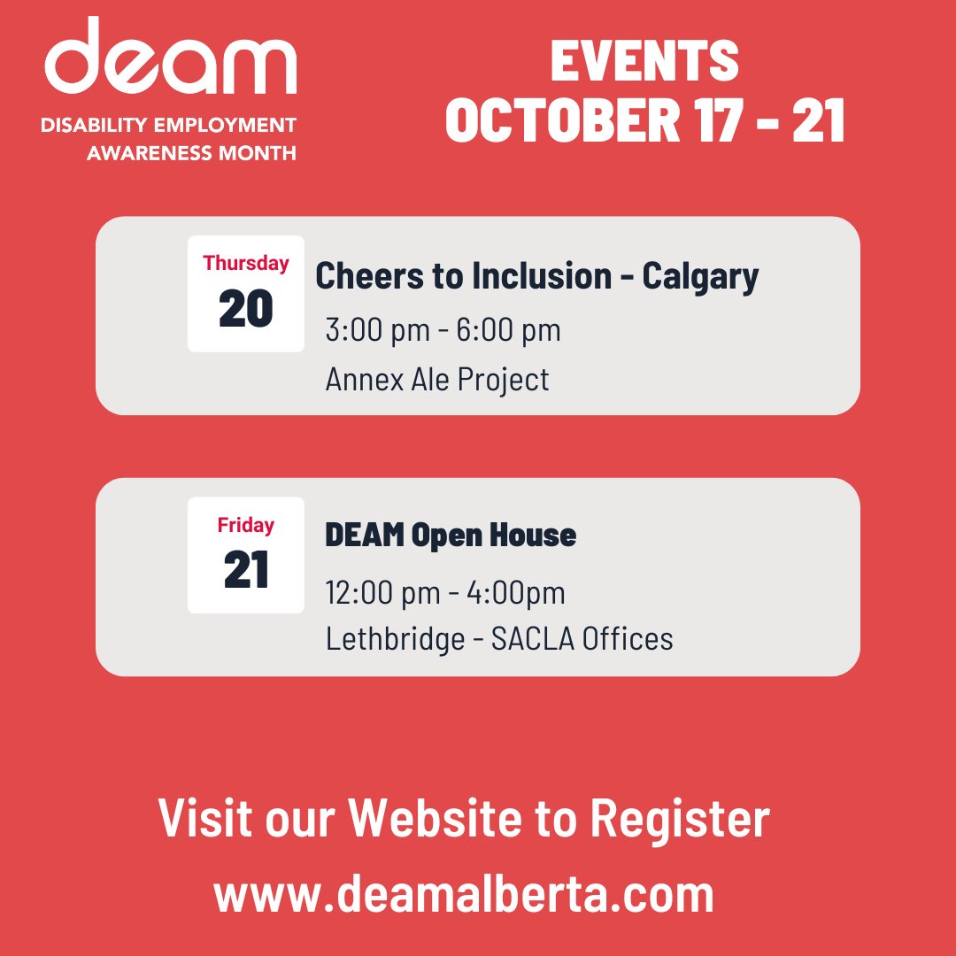 We're coming into week 3️⃣ of #DEAM2022!

Check out the exciting activities we have planned this week!

Visit our website to register or for more information

deamalberta.com
