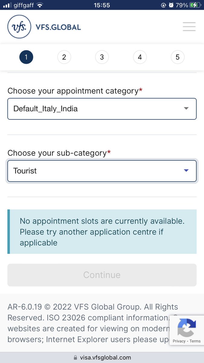PollyannaOB's tweet photo. @vfsglobalcare Thank you that has now worked, however, no appointment slots are appearing at ANY application centre for a tourist visa? This doesn’t look right! https://t.co/c7rmNJaWX4