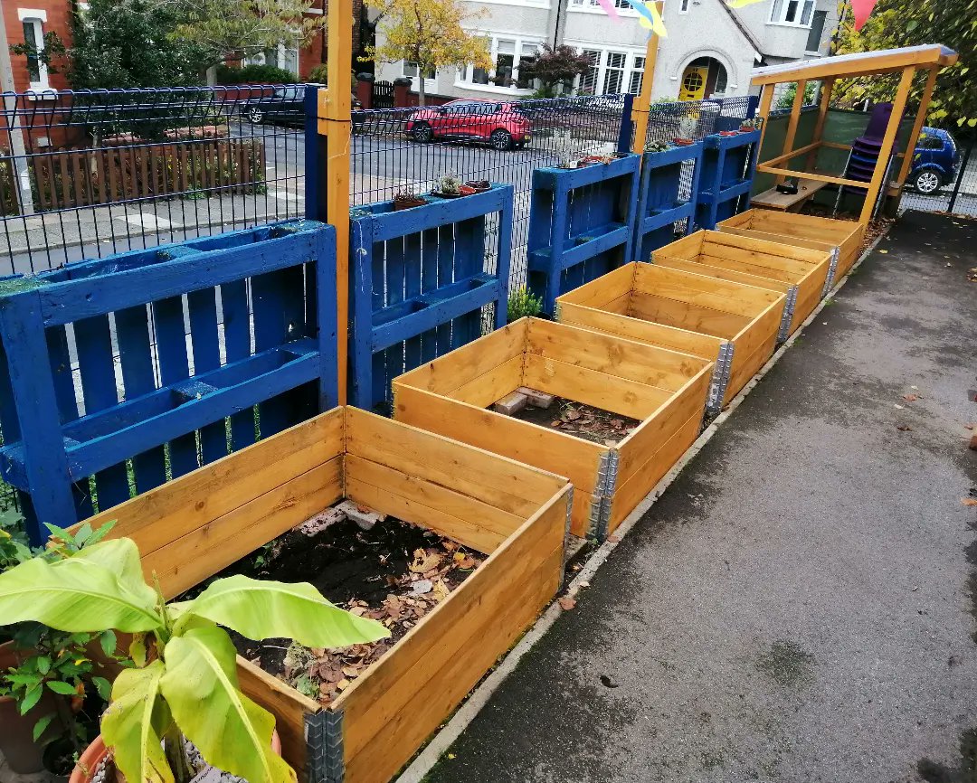 NewBrightonPS's tweet photo. NBPS Garden update! Our new raised beds are taking shape after a bumper 1st year. These beds, bought with icelolly proceeds, will be chock full of nutrient rich soil giving everything we grow next year a real boost. 👀🍂🍁🍂 #nbpsLOtC #nbpsEnhancements https://t.co/pteP4yu4fF