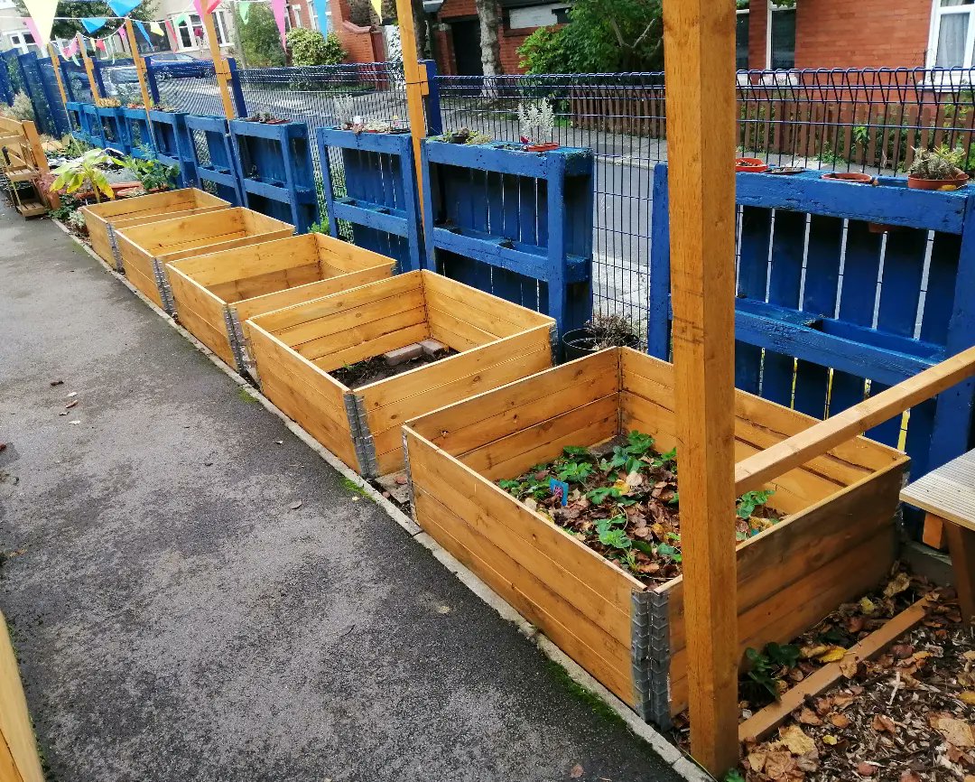 NewBrightonPS's tweet photo. NBPS Garden update! Our new raised beds are taking shape after a bumper 1st year. These beds, bought with icelolly proceeds, will be chock full of nutrient rich soil giving everything we grow next year a real boost. 👀🍂🍁🍂 #nbpsLOtC #nbpsEnhancements https://t.co/pteP4yu4fF