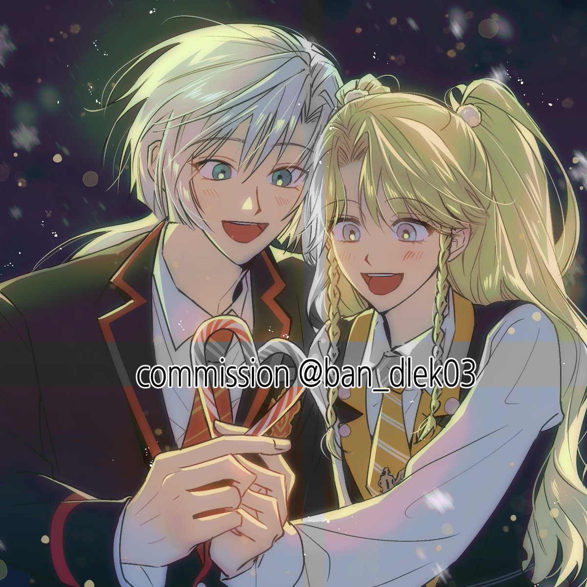 blonde hair 1boy food necktie candy long hair 1girl  illustration images