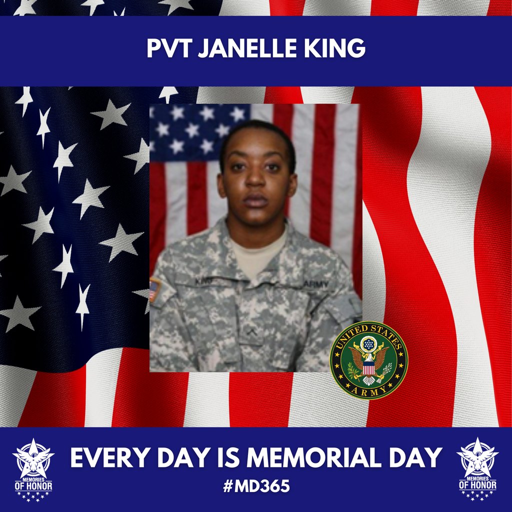 Today we honor the service, sacrifice, and life of PVT Janelle King. Gone but never forgotten. #EveryDayIsMemorialDay⁠
#MemoriesofHonor ⁠
#WeRemember