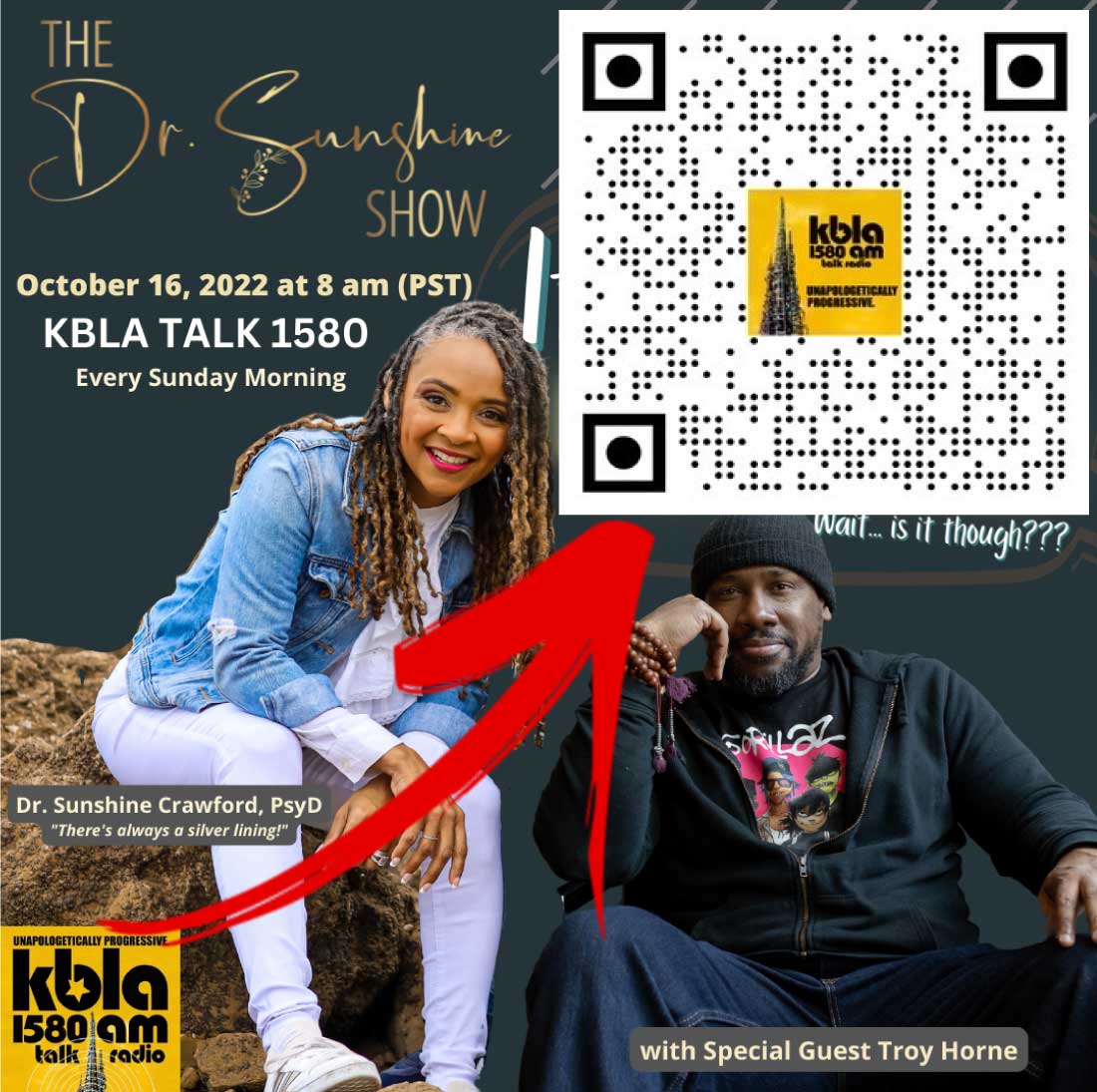 We LIVE! SCAN the code and take a listen! Super grateful to Dr. Sunshine for the opportunity! Scan and take a listen! WE LIVE Y'ALL!! <a href="/kbla1580/">KBLA 1580 - on 🧵 @KBLA1580</a>