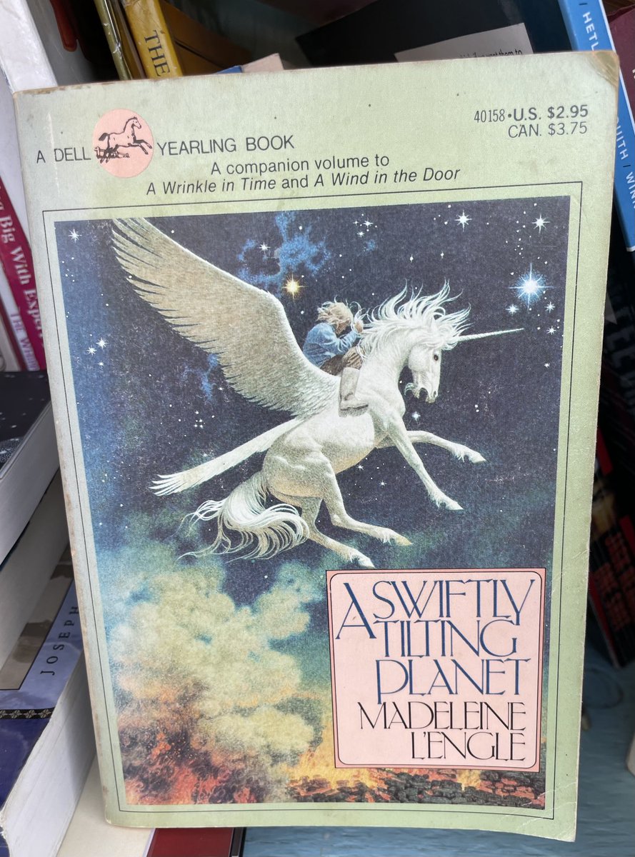 JackpotBook's tweet photo. The unicorn-Pegasus on the cover of this 1984 edition of A Swiftly Tilting Planet definitely aroused my most fervent childhood devotion. Funny I have completely forgotten the plot all these decades later. https://t.co/0LRPvgh67e