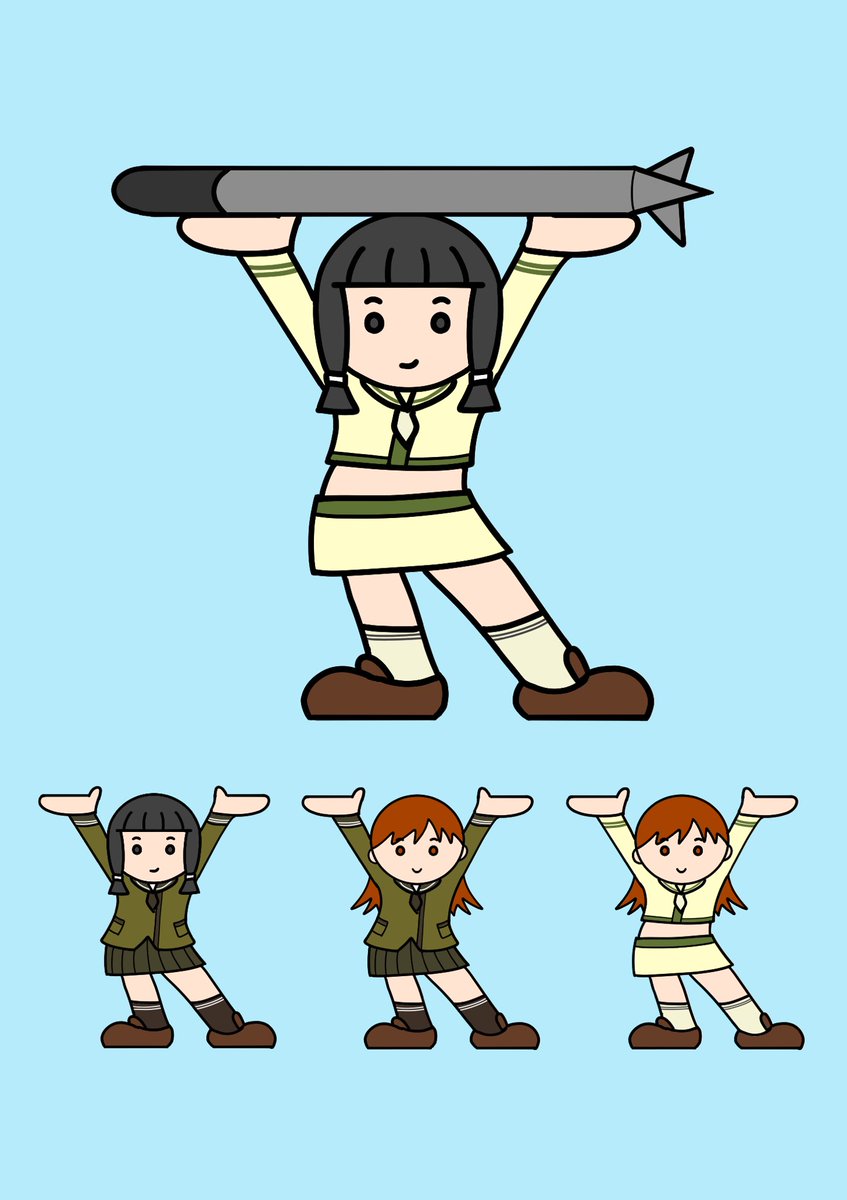 kitakami (kancolle) ,ooi (kancolle) multiple girls black hair torpedo school uniform 3girls brown hair skirt  illustration images