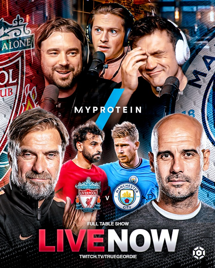 🚨 THE FULL TEAM ARE BACK 🚨 Join @TrueGeordieTG, @lozcast, @AdamMcKola, @Chelsearory, @lawrence_bury for a HUGE one. We're live for Liverpool vs Man City! twitch.tv/truegeordie