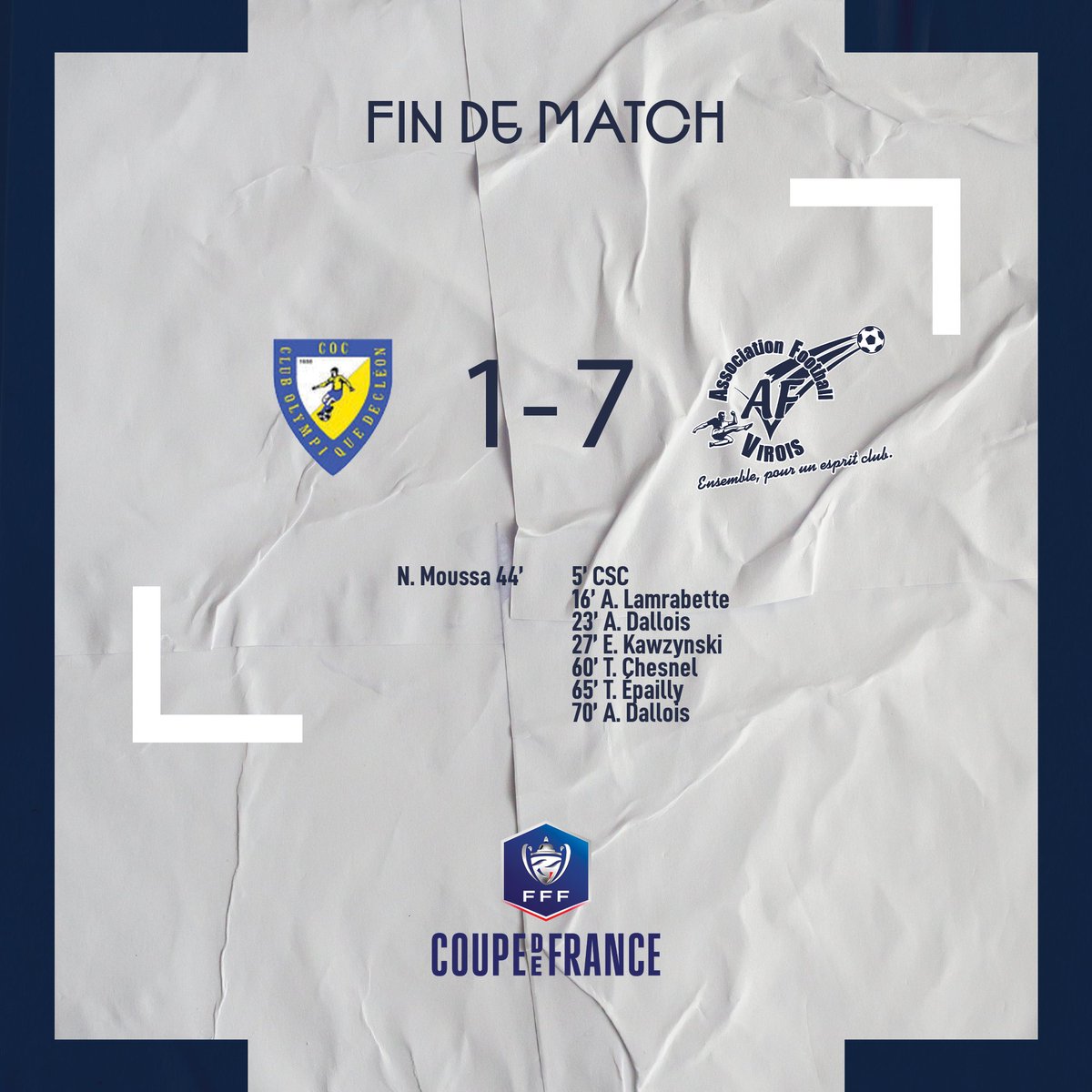 𝗩𝗶𝗰𝘁𝗼𝗶𝗿𝗲 𝟭-𝟳 𝗽𝗼𝘂𝗿 𝗻𝗼𝘀 𝗩𝗶𝗿𝗼𝗶𝘀 !

#TeamAFV🔵⚪️