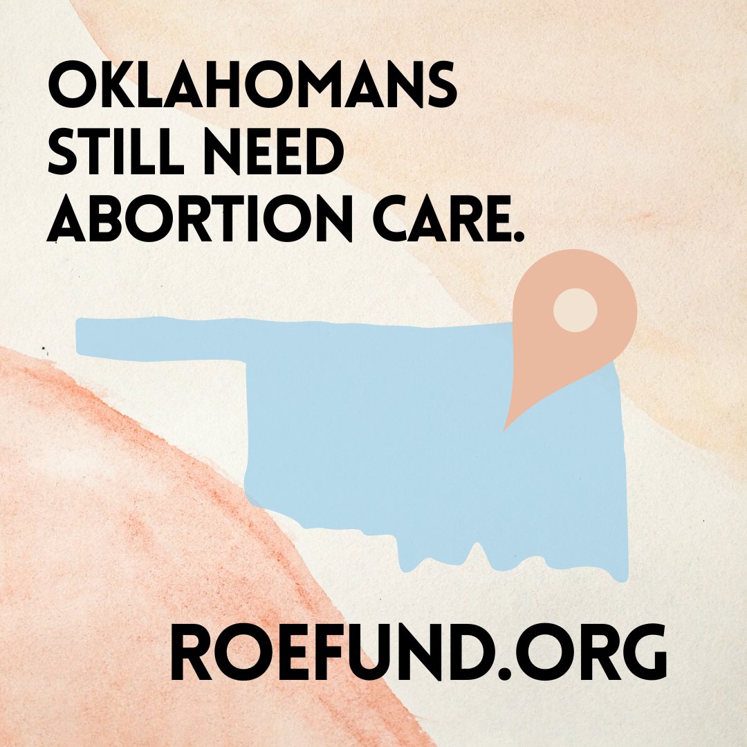 roefundoklahoma's tweet photo. HB4327 and SB1503 shut down Oklahoma's abortion clinics and Roe is no longer law, but Oklahomans still need abortion care, now more than ever. 
Need support or want to stay informed on how Oklahomans can still access care?
Visit https://t.co/AUNdMY0Bmj ! https://t.co/XFYVf87fjc