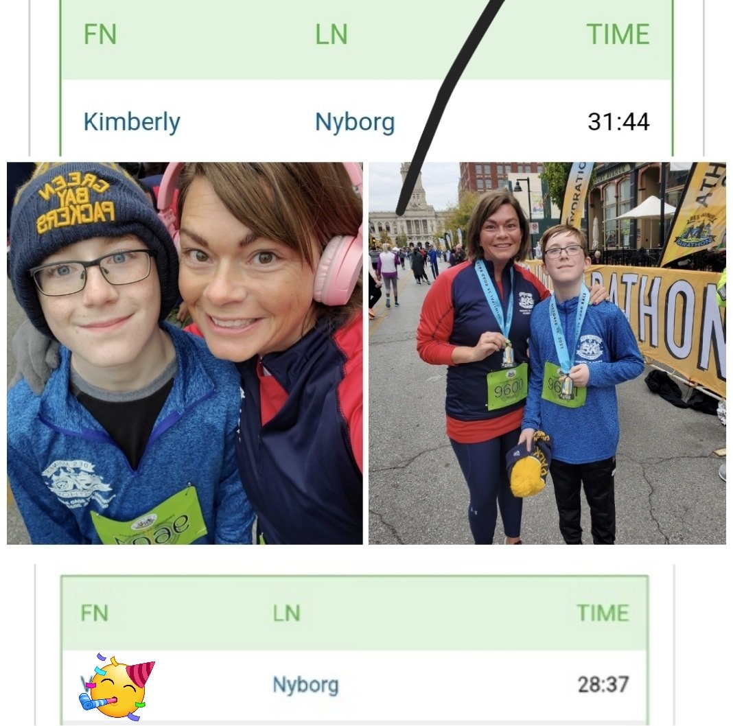 kvonyborg's tweet photo. I only had two goals today:
1- Finish before the end of my 36 minute curated playlist
2- Finish before any of the 1/2 marathon runners that started at 8..... (last year-oooof π€£)
Mission accomplished - in fact today was a PR for me!
#38/40 5k of 2022! #RunKimRun #IAmNotFast https://t.co/6ktKdVAtZK