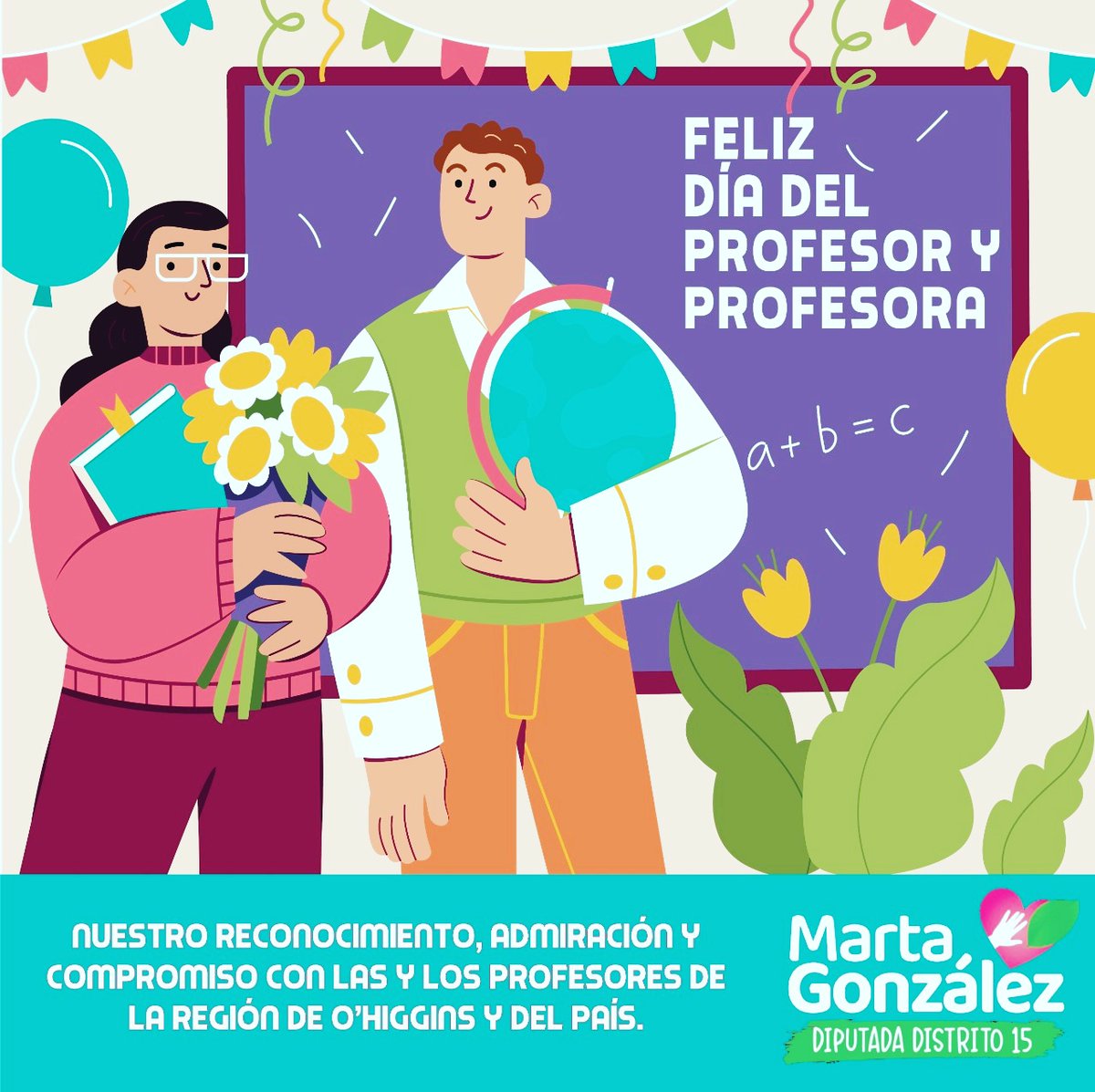 DiputadaD15's tweet photo. #DíaDelProfesoryProfesora 👨🏻‍🏫👩🏻‍🏫 un afectuoso saludo a los tod@s los profesores. A los que entregan su dedicación en escuelas rurales de nuestra Región, y en todos los establecimientos del País.
Invaluable entrega con los alumn@s, y con el futuro del país. ¡Feliz Día!
#distrito15 https://t.co/rQAgHB5CYq