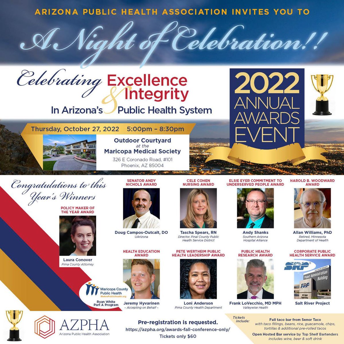 AZHealthEquity's tweet photo. Join #AzPHA at their annual awards event as they celebrate Public Health leaders who demonstrate excellence and integrity!

Click here to register: https://t.co/jMmBIzQ2g7 https://t.co/WaqBQfeYRr