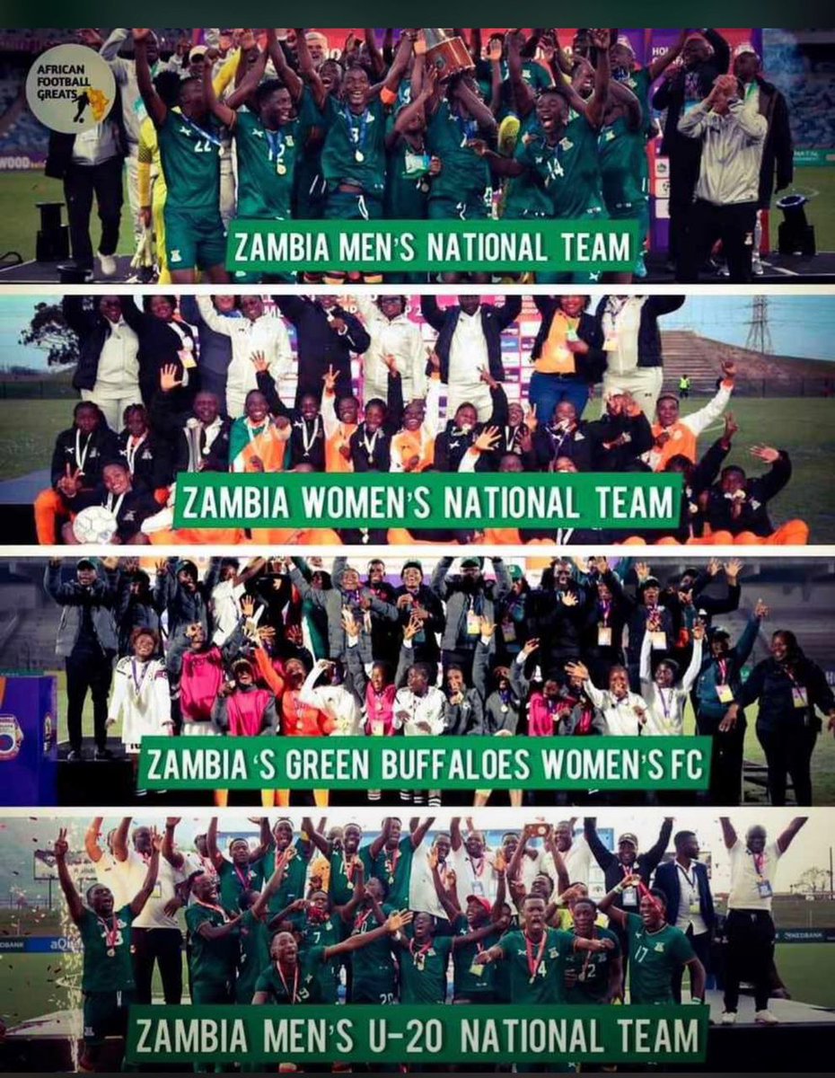 Mbali_Sigidi's tweet photo. Zambia has officially won Cosafa senior men, senior women, U20 men and Womens CAF Champions League Qualifiers 👏 
What a great calendar year it has been for @FAZFootball 

This engine is moving and we are seeing the fruits👏 https://t.co/Xtw8Bues7H