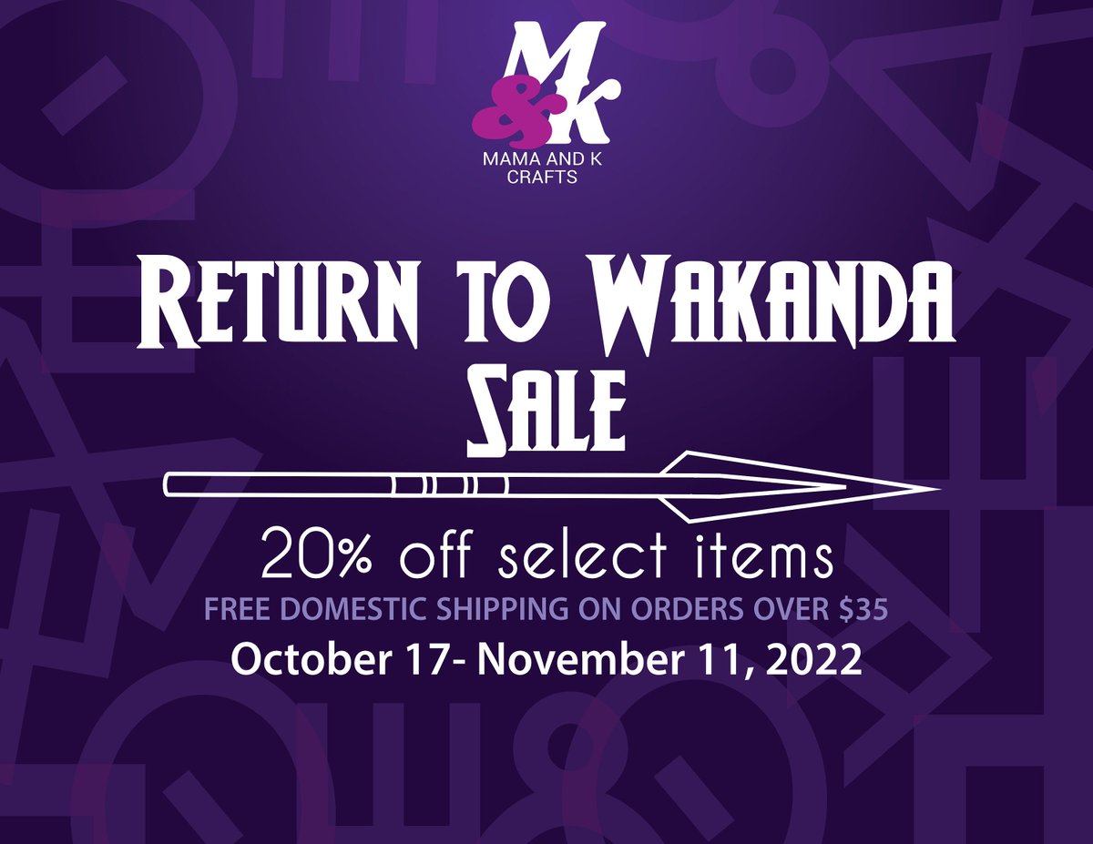 MamaAndK's tweet photo. To celebrate the release of Wakanda Forever, all Black Panther products are 20% off until November 11th! See y'all opening night!

https://t.co/BxSCaRmRu4

#BlackPanther #WakandaForever #ShopSmall #BlackOwned #WomanOwned #MamaAndK https://t.co/B0Zk7bM8ia