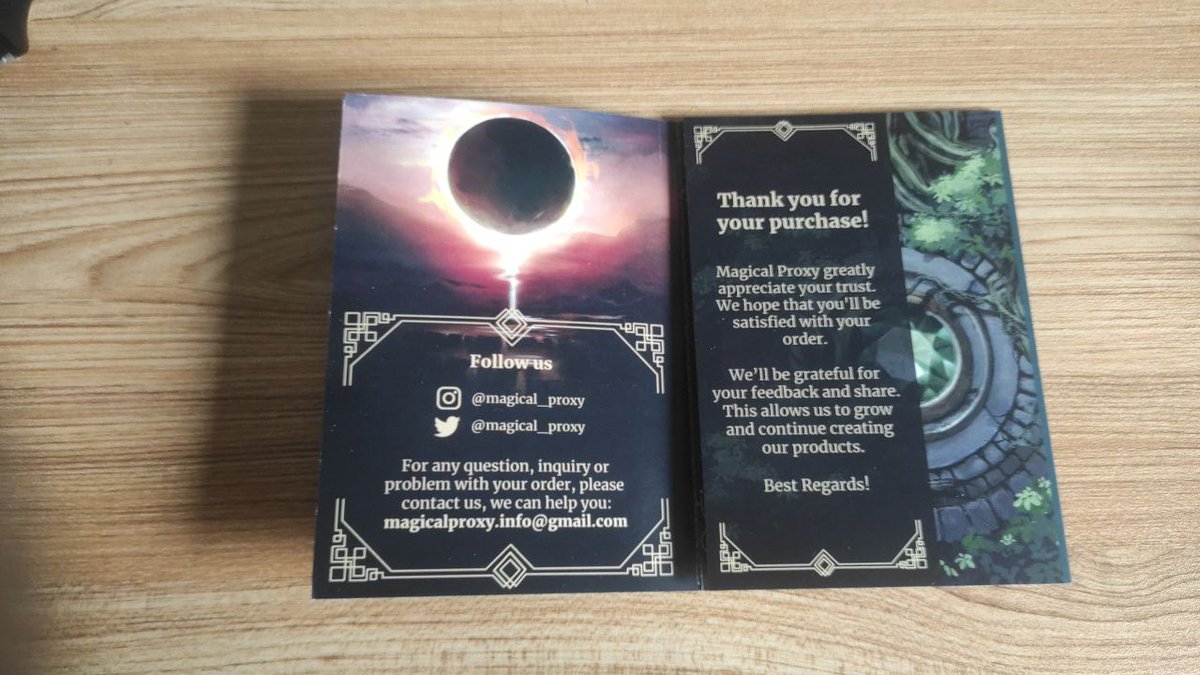 Magical_Proxy's tweet photo. Glad to open our new shop!

Every single order will receive this triptych which will contains the cards inside. Hope you love it.

#mtg #MTGArena #mtgproxy #proxy #magicproxy https://t.co/P5nNz5HyKt