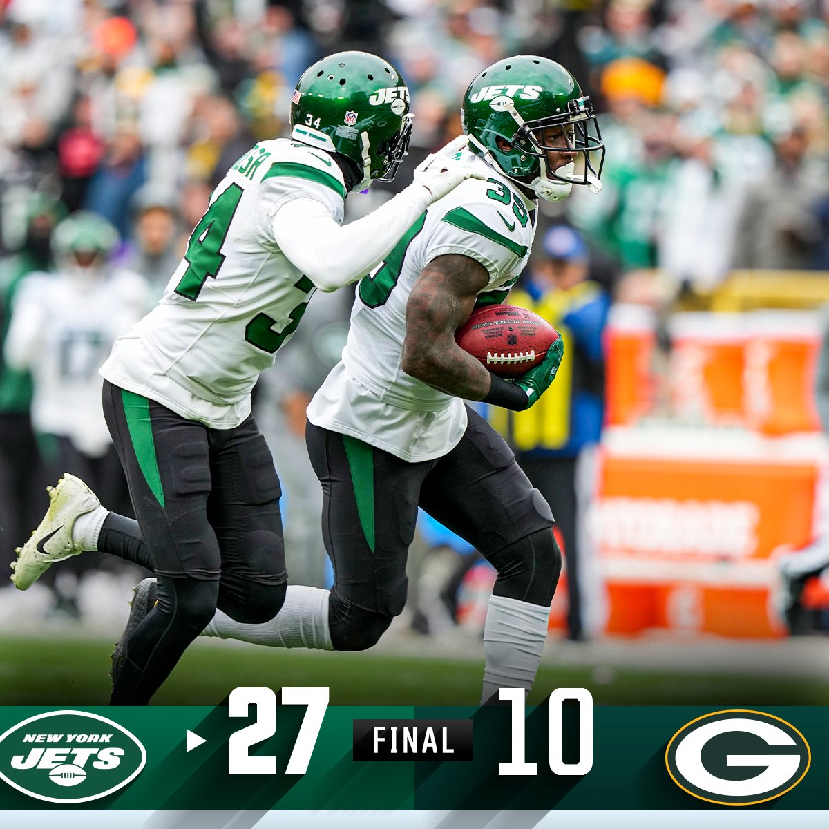 FINAL: Three straight wins for the @nyjets! #TakeFlight #NYJvsGB