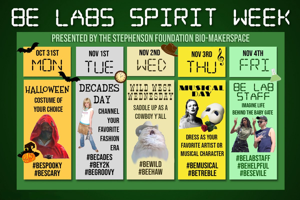 pennbioeng's tweet photo. Get in the spooky mood with the first-ever @PennBElabs Spirit Week.
#PennBioengineering #BESpooky #BECreative #BEScary #BEGroovy #BEEHAW #BELabStaff #BEHelpful #BESevile #BETurns50 https://t.co/LXkiDgW28k