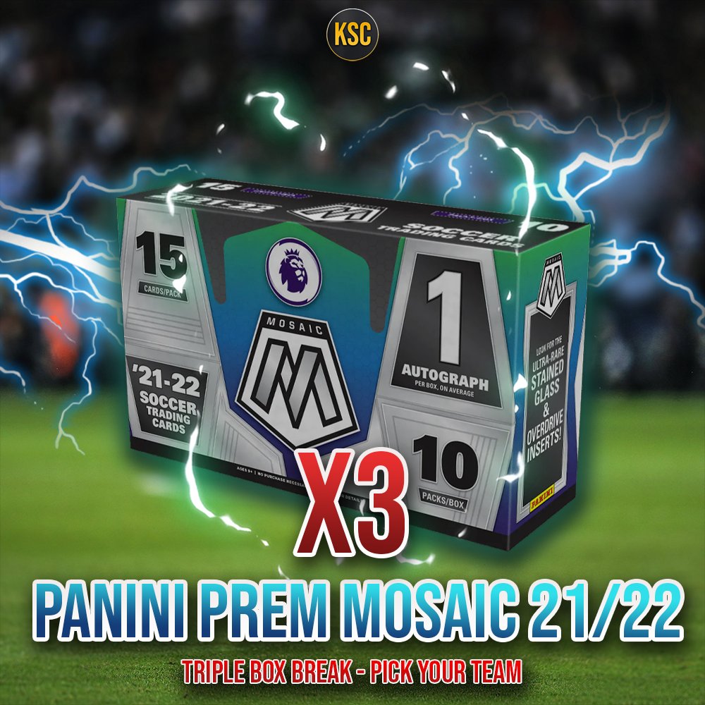 KSCollectables's tweet photo. 🚨We're back!!!!!🚨

📦🔥Triple mosaic hobby box break 
Is now LIVE!!📦🔥

📝3 guaranteed autos 📝

WILL BREAK ONCE FULL. 

DM IS OR VISIT THE SITE TO SECURE YOURS NOW!!!! 👇👇👇

https://t.co/T7aDvD2AZY 

#THEHOBBY #Collectibles
#panini #soccercards https://t.co/DUjTQjtyha