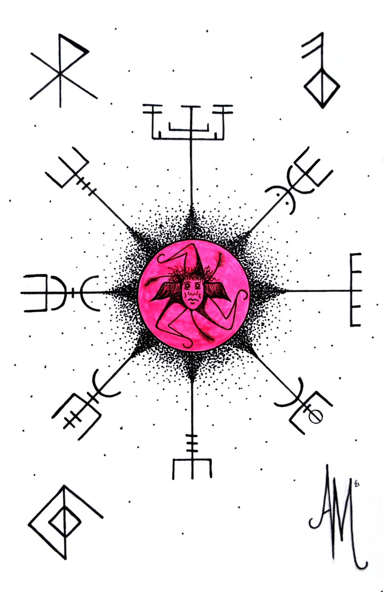 Today's piece will not be listed, but has been gifted to my love and life partner <a href="/PaleoCrypto/">PaleoCrypto {CCS}</a> 💗 

"Compass" - A combination of Norwegian heritage, with a Viking compass, and my Sicilian heritage, with the Sicilian Trinacria inside the center circle. 

formfunction.xyz/@barebunny