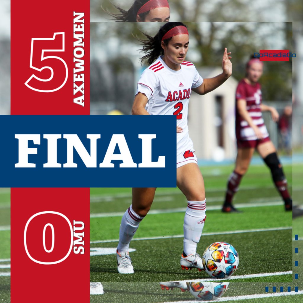 AxewomenSoccer's tweet photo. 🔥6 POINT WKND for the Axewomen after a 5-0 victory over SMU🔥 @acadiaathletics 

Goals by Grace Longley (x2), Mya Harnish, Abbey Aucoin and Rosie Nichols💯 

Next up‼️ Home game on Friday October 21 @ 5pm vs Moncton. https://t.co/N1AxVDbe4y