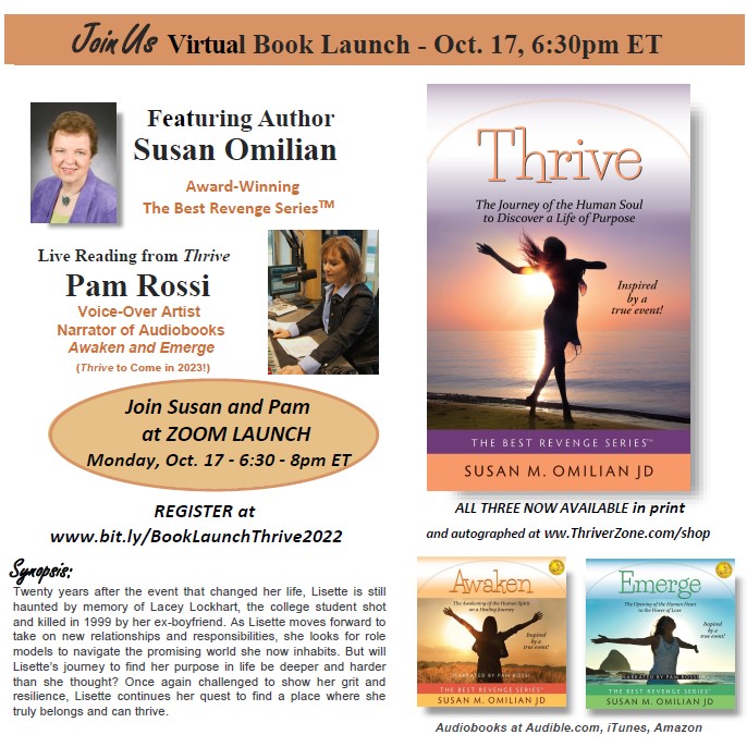 ThriverZone's tweet photo. BOOK LAUNCH of Susan's NEW NOVEL "Thrive" Mon. 10/17 at 6:30pmET on ZOOM.  Register at https://t.co/pDS5Vghbvn, purchase at  https://t.co/1E4WJarwyW.  “I loved reading this book! Just as captivating as earlier novels in the trilogy "— Adrienne Doughty, Energy Healer, Reiki Master https://t.co/MJONFGTBC2