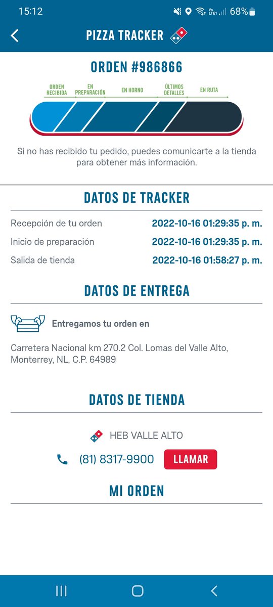 DiegowArmando's tweet photo. @dominosmx de qué les sirve tener una garantía de llegar en 30 minutos o menos si van a llegar en hora y media y sin respetar la garantía? No es por chismoso pero la tienda HEB Valle Alto no está cumpliento sus políticas. (Ojo ahí @Profeco @AtencionProfeco) https://t.co/hTmh460Q3S