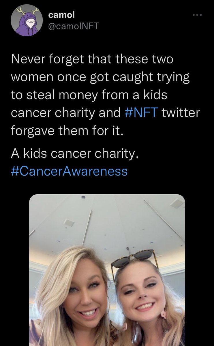 Amystreet's tweet photo. This is a fake @camolNFT account. Please don’t believe everything you read &amp; dive deeper before you start engaging in some lies and bullshit that could ruin someone’s reputation. Check out @exposingtom_b for some back story on the guy that’s trying to ruin peoples rep for sport. https://t.co/QMBzYz4a3J