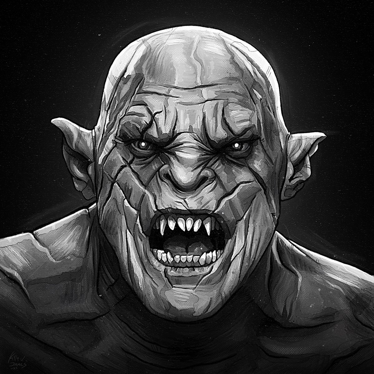 KyleJamesFilm's tweet photo. Happy #Orctober! I drew this while watching the Hobbit Extended Editions for the 1st time, and I have to admit, I love this dude. #AzogtheDefiler #LOTR #RingsofPower https://t.co/d1vrLwwESd