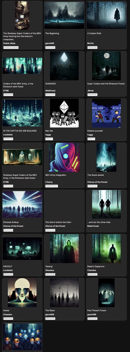 4REMgm's tweet photo. OGM ᵍᵐ 43 submissions to the @mevarmyofficial a.i. art contest on @PromptHouseXYZ My goal was to shine a light on this amazing project. 👀 Since it's going to be dam'n tough to pick a winner, I bought 3 more #MEVarmy NFT's. This way I can pick 5 winners🚀 Subs = still open ‼️ https://t.co/SXJftLlzYZ