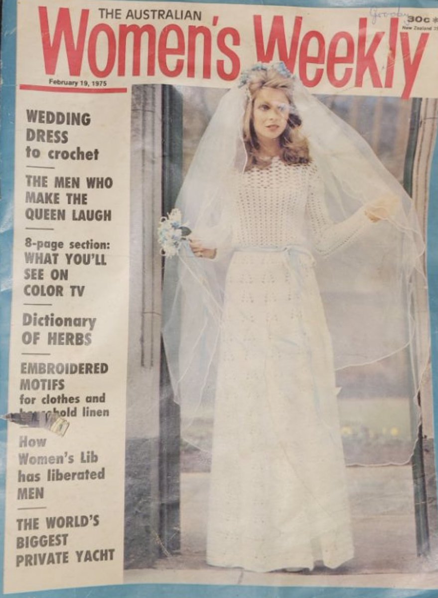 And the bride wore 4ply lambs wool #1970s #crochet #fashion #crochettwitter #crochetpattern #australia