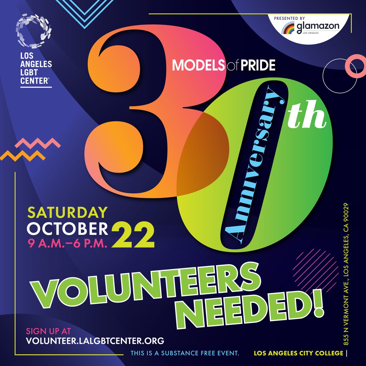 LALGBTCenter's tweet photo. Be a #ModelofPride this year by volunteering at the world's largest FREE LGBTQ+ conference! Shifts as short as 4 hours &amp; include checking folks in, serving lunch, moderating workshops, or even being a carnival game attendant. Sign up at https://t.co/eZkGjTyxwz by October 20. https://t.co/TqaOXFRhJs