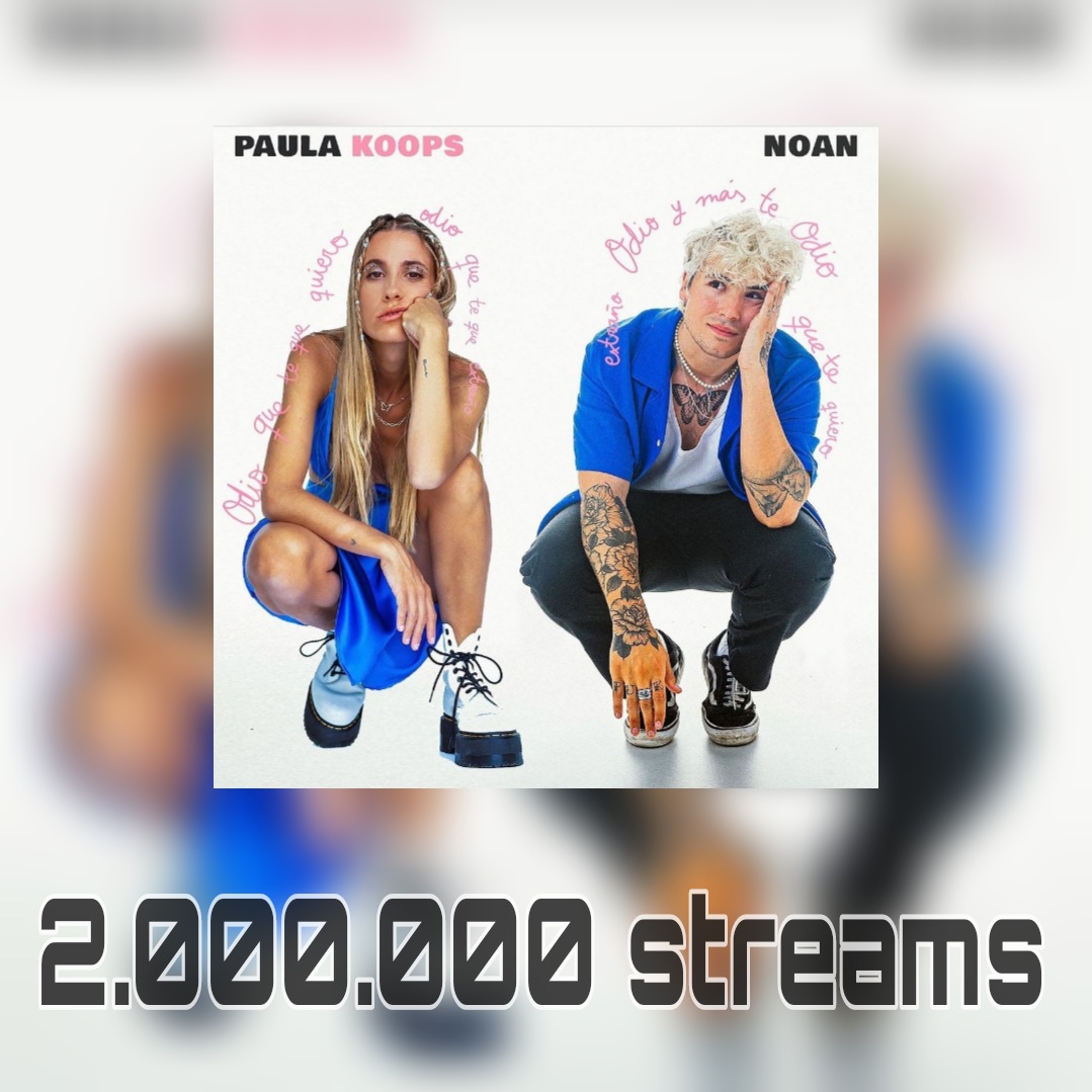 PaulaKoopsData's tweet photo. "Odio Que Te Quiero" de @PaulaKoops y Noan ha superado los 2m streams Spotify. 📊
- Se convierte en la 2a canción de la artista lanzada en 2022 en superar esta cifra ( la 3a en general) - https://t.co/SjHn4FHAlP
