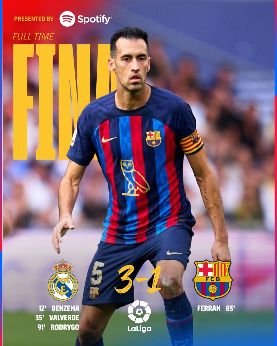 FCBarcelona_es's tweet photo. ⏰ Final del partido
⚽ #ElClásico (3-1)
🔵🔴 #ForçaBarça https://t.co/UXXEma4GbN