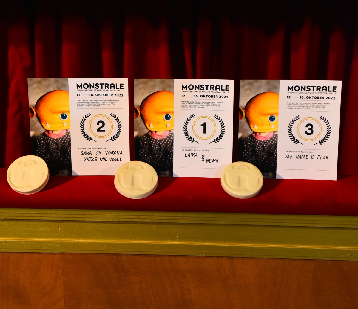 monstraletweet's tweet photo. The winners in the competition „Wilde Welten“ of this year’s Monstrale Festival are:
My Name is Fear (3), Saka sy Vorona – Katze und Vogel (2), Laika &amp; Nemo (1) https://t.co/rs1CmObn9O