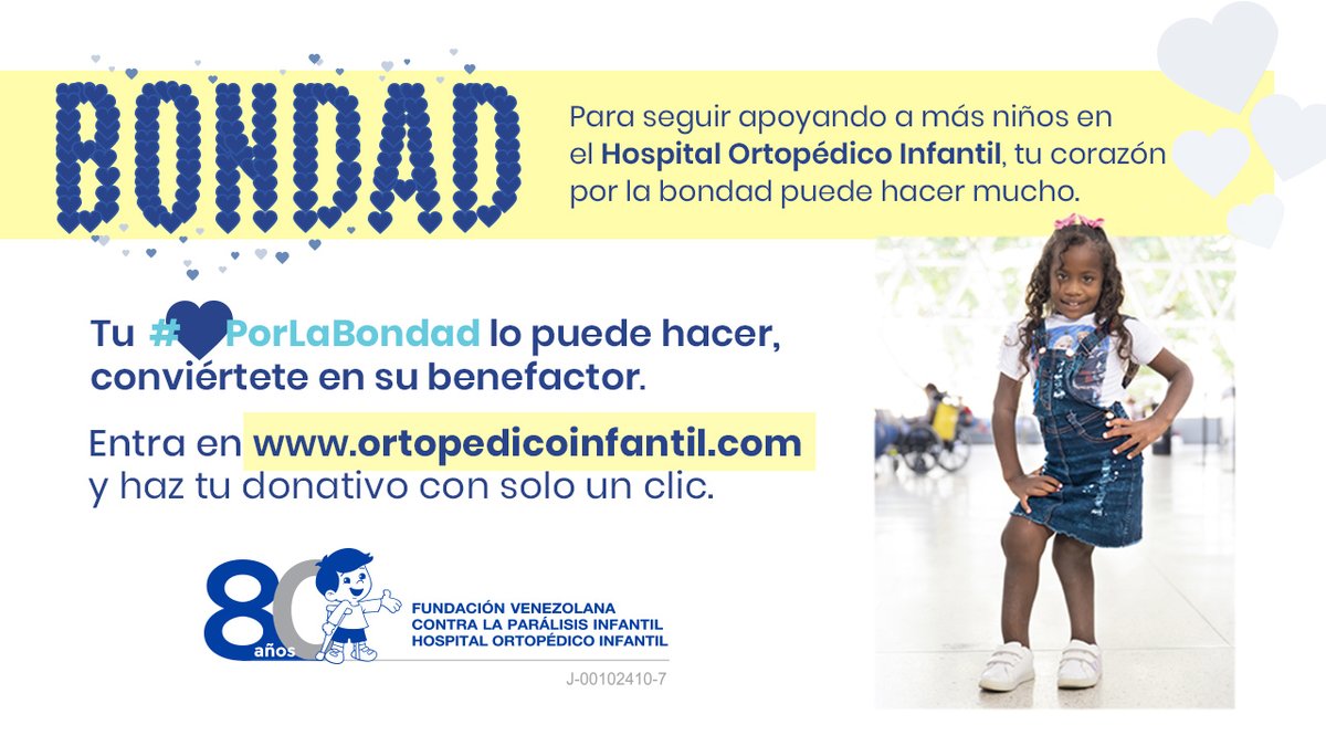 Ortopedicovzla's tweet photo. ¡Tú también puedes ayudarnos a continuar mejorando la calidad de vida de cientos de niños! Ingresa a: https://t.co/W0JSwDB8Pl y conoce la nueva campaña #CorazónPorLaBondad de @paralisisinfant a favor de nuestros niños. https://t.co/3HC7bmVjJF