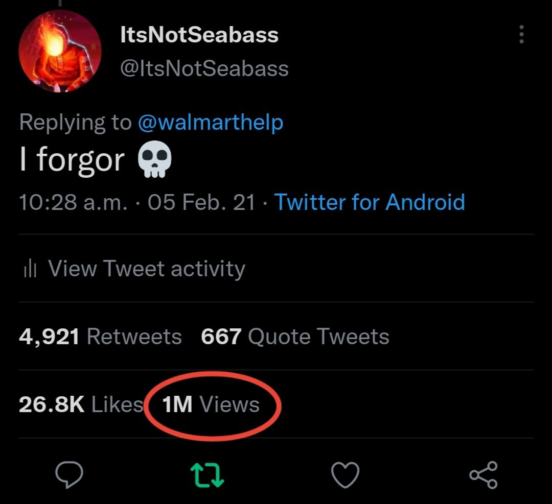 ItsNotSeabass on X: As of today the original I forgor tweet has reached  one million views 😶  / X