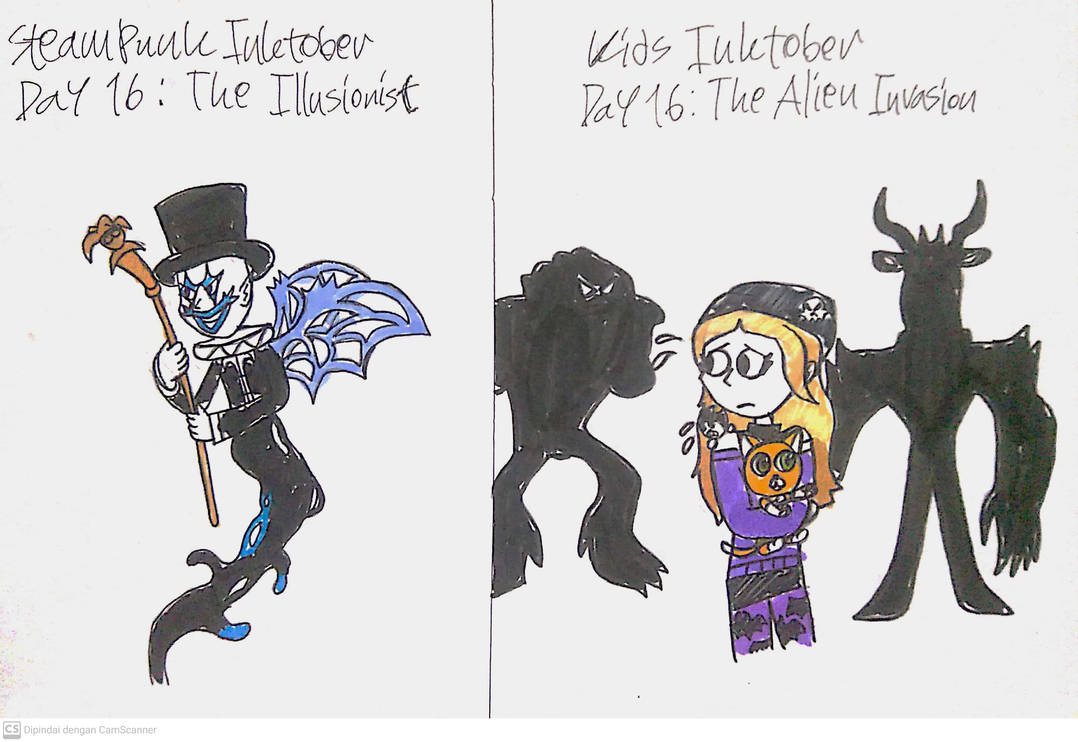 twinskitty1297's tweet photo. Steampunk - That Dark Clown Ghost actually is Illusionist
Kids - That bad aliens are surrounded Flynna with Bendy and Sox. But don't worry, Buzz and his friends to save her. #toystory #toystoryau #toystoryfanart #toystoryoc #Lightyear #inktober #inktober2022 #tcart https://t.co/mFqrTWc5Ux