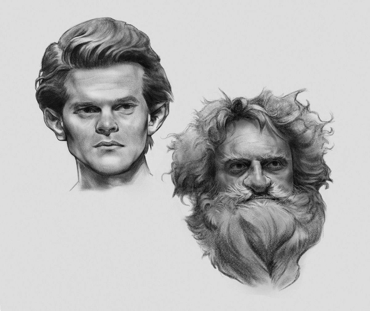 Some portrait studies from the Rings of Power
 Elrond and Prens Durin IV
<a href="/artstationhq/">ArtStation.com</a> 

#portrait 
#TheRingsOfPower 
#sketch 

artstation.com/artwork/3qN5Wg