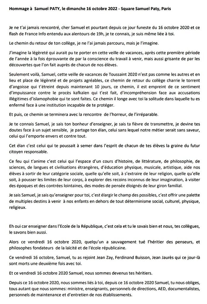 college_lycee's tweet photo. Retrouvez le discours de @benabbesbeatric.
Merci à @_LICRA_ @Ufal_org @BouniolH @ravetbernard @SemiraTlili @comitelaicite @PFoussier...présents lors de cet hommage, pour leur soutien et leurs attachements à nos valeurs et principes républicains. https://t.co/poTxQ0FB6L