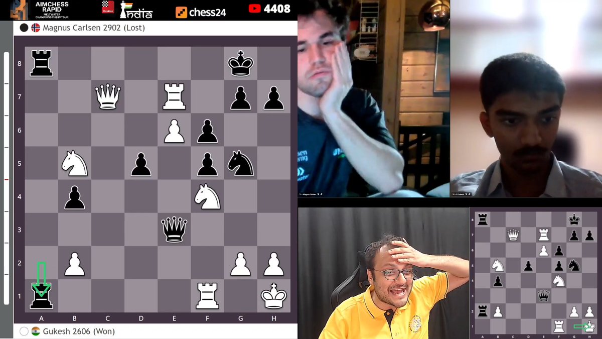 Pragg Carlsen Rapid Game 1 - chess24 on Twitch