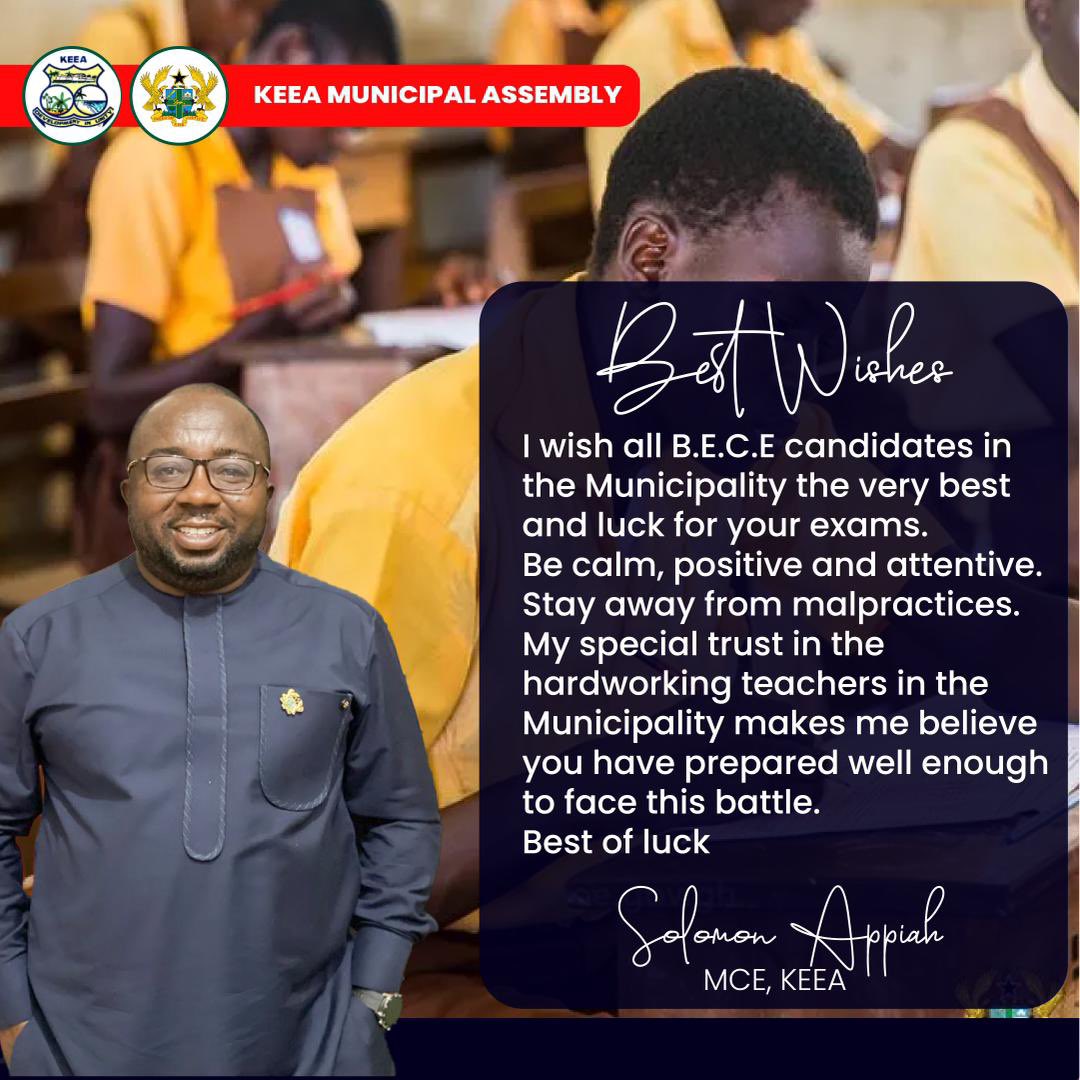 SeSea1234's tweet photo. I trust you to deliver. Go and make KEEA proud. Our prayers are with you. Best wishes to all B.E.C.E candidates in Komenda Edina Eguafo Abrem Municipality.
#KEEAMpuntu https://t.co/BbJDPD7gZb