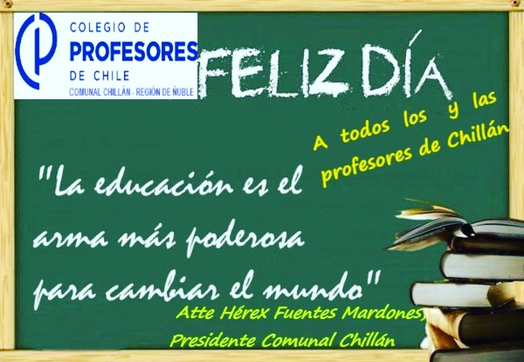 HerexFuentes's tweet photo. Feliz día a todos los profesores y profesoras de Chillán, que hoy sea un gran día. https://t.co/5tYNvskhkX
