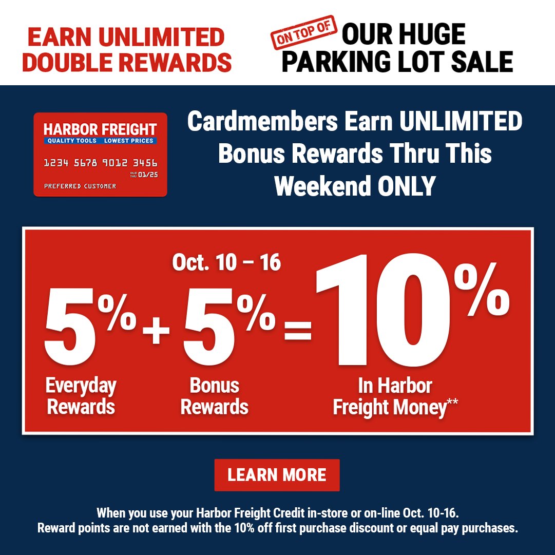 Harbor Freight on Twitter "LAST CHANCE to EARN UNLIMITED BONUS REWARDS