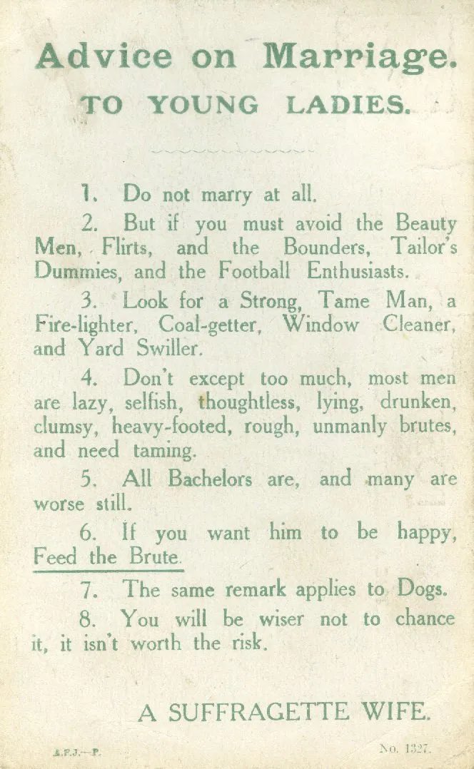 ListsOfNote's tweet image. Marriage advice for young ladies in 1911 listsofnote.com/p/1-do-not-mar…
