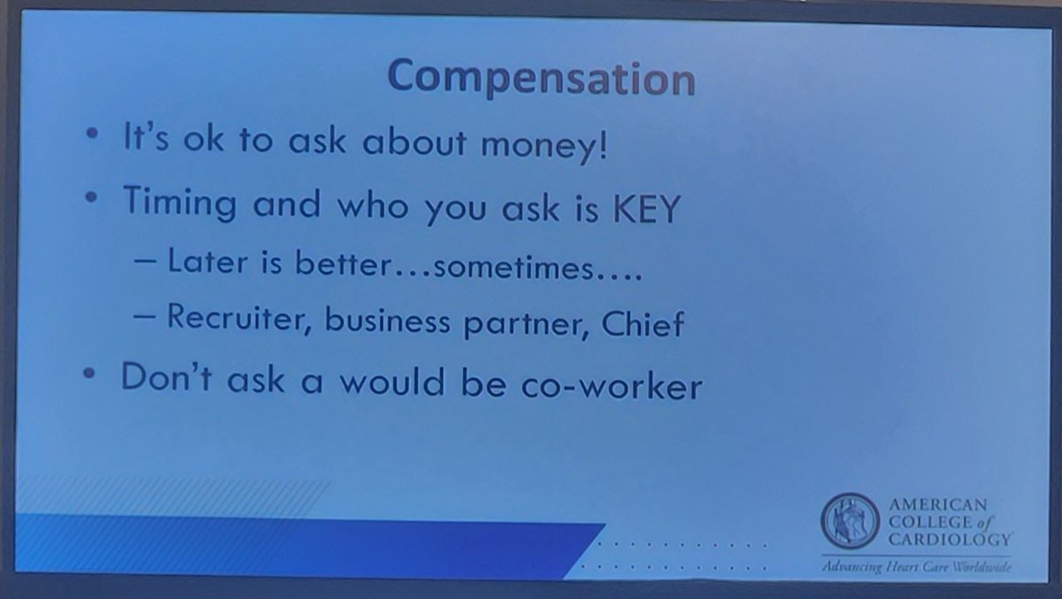 The Money talk is getting the room involved. <a href="/gina_lundberg/">Gina Lundberg MD FACC FAHA</a> brought together the best panel on Interviewing at #ACCWIC Leadership Conference. Looking forward to contracts &amp; negations by <a href="/DrToniyaSingh/">Toniya Singh MD FACC</a> who reviewed my contracts. And #HeForShe <a href="/HeartOTXHeartMD/">John P Erwin III MD MBA MACC (#BigPoppy )</a> on Pay Equity.