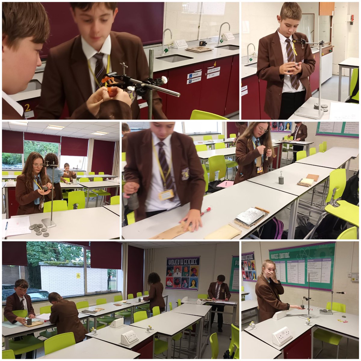 tsc_science's tweet image. Year 8 have had a packed week of practical work this week learning about forces. Hooke&apos;s law and friction.