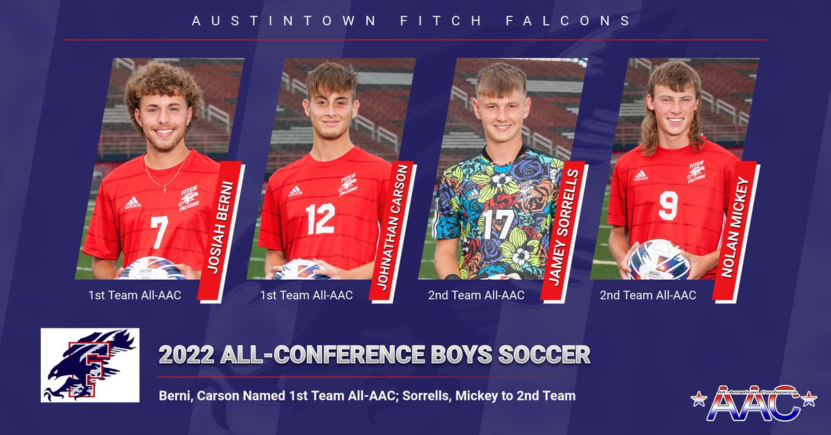 Falcons get AAC All-Conference Boys Soccer 1st Team selections for Berni, Carson; Sorrells, Mickey named to 2nd Team #FalconPride